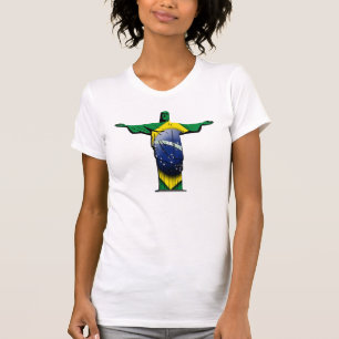 Brasilianische Flagge Christus der Redeemer T-Shirt