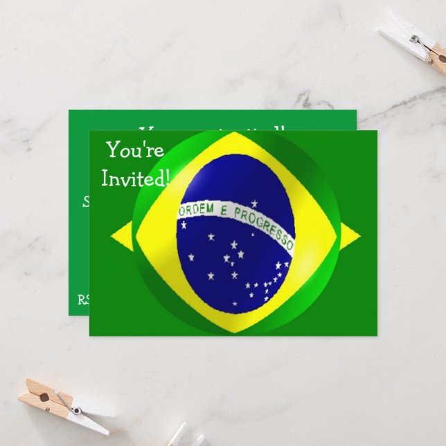 Brasilianische Flagge Einladung (Vorderseite/Rückseite Beispiel)