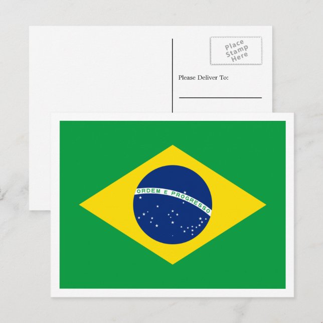 Brasilianische Flagge, Flagge Postkarte (Vorne/Hinten)