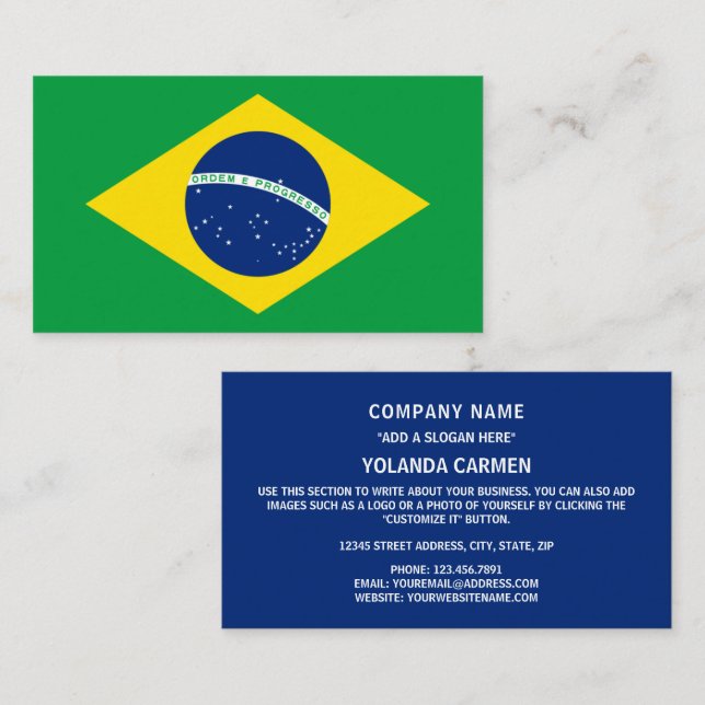 Brasilianische Flagge, Flagge Visitenkarte (Vorne/Hinten)