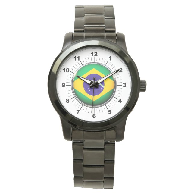 Brasilianische Flagge für Frauen - Oversized Black Armbanduhr (Vorderseite)