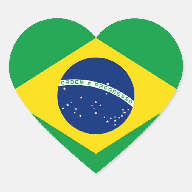 Brasilianische Flagge Herz-Aufkleber (Vorderseite)