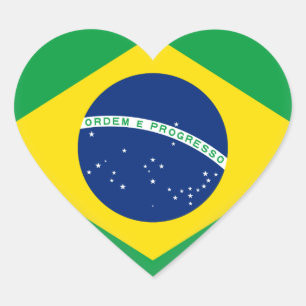 Brasilianische Flagge Herz-Aufkleber