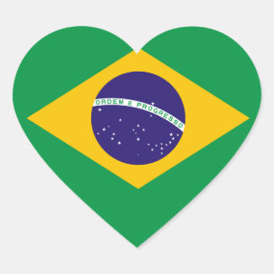 Brasilianische Flagge Herz-Aufkleber