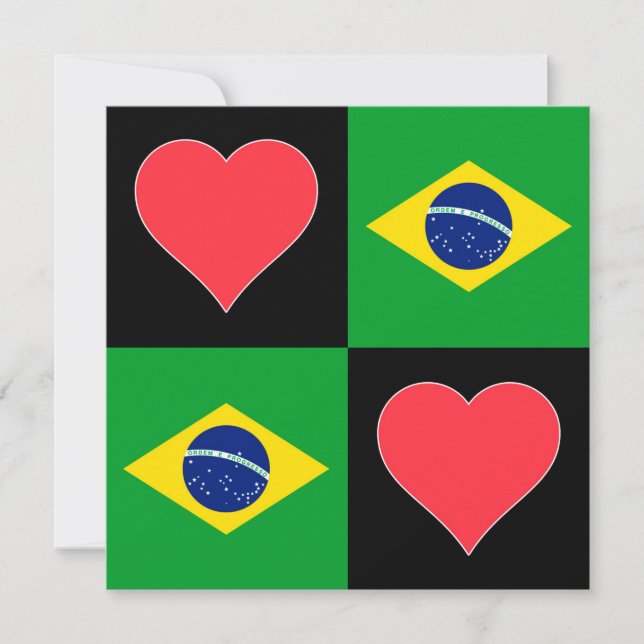 Brasilianische Flagge Herz Patriotic Brasilianisch Karte (Vorderseite)