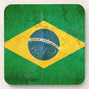 Brasilianische Flagge in Grunge Getränkeuntersetzer