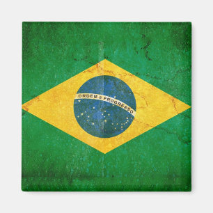 Brasilianische Flagge in Grunge Magnet