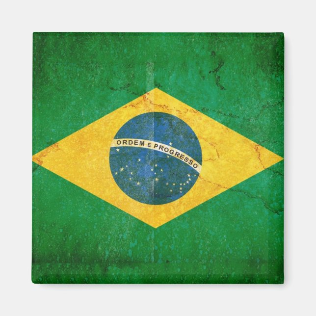 Brasilianische Flagge in Grunge Magnet (Vorne)
