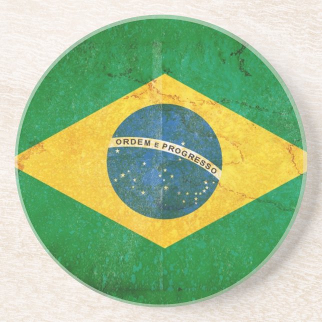 Brasilianische Flagge in Grunge Untersetzer (Vorne)