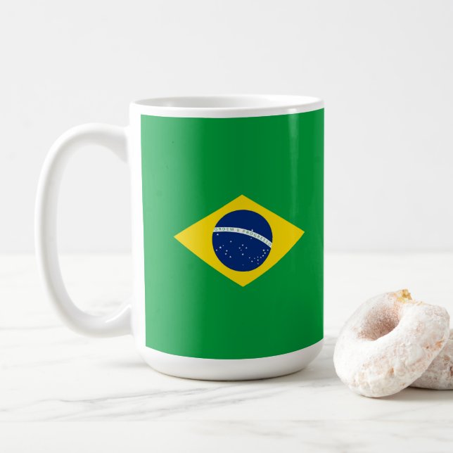 Brasilianische Flagge Kaffeetasse (Mit Donut)