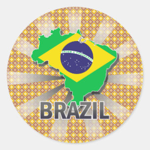 Brasilianische Flagge Karte 2.0 Runder Aufkleber