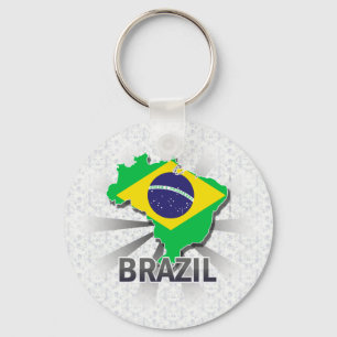 Brasilianische Flagge Karte 2.0 Schlüsselanhänger