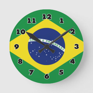 Brasilianische Flagge kundenspezifischer runder Runde Wanduhr