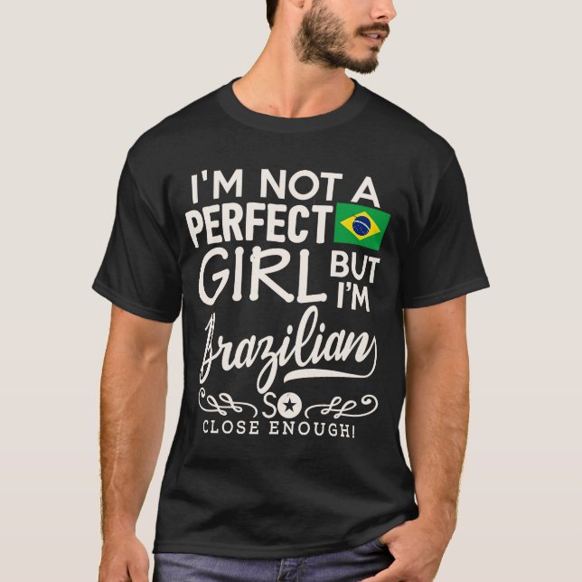 Brasilianische Flagge Mädchen Brasilianischer Prid T-Shirt (Vorderseite)