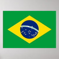 Brasilianische Flagge mit Curling Rocks Poster