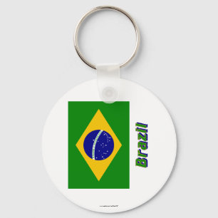 Brasilianische Flagge mit Namen Schlüsselanhänger