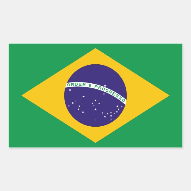 Brasilianische Flagge Rechteckiger Aufkleber (Vorderseite)