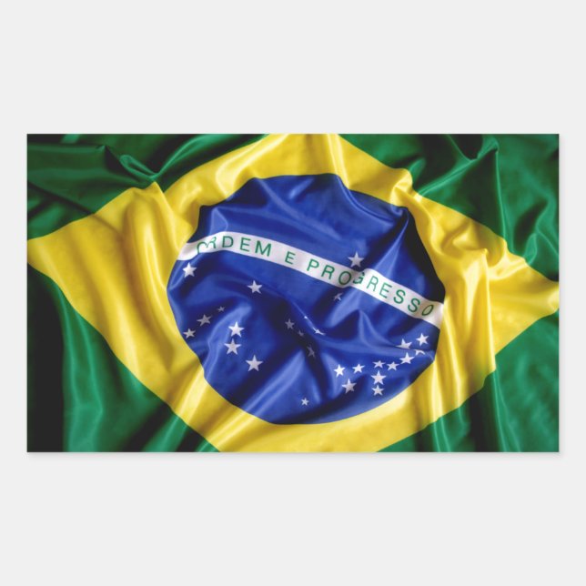 Brasilianische Flagge Rechteckiger Aufkleber (Vorderseite)