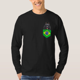 Brasilianische Flagge Schipperke Hund in Pocket T-Shirt