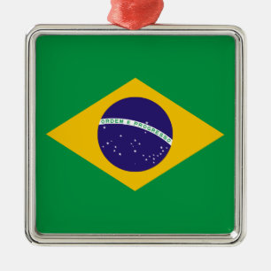 Brasilianische Flagge Silbernes Ornament