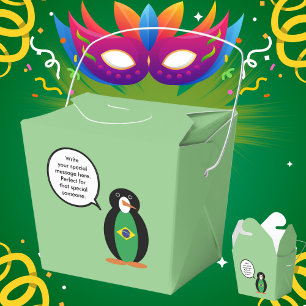 Brasilianische Flagge Sprechende Ms Penguin Person Geschenkschachtel
