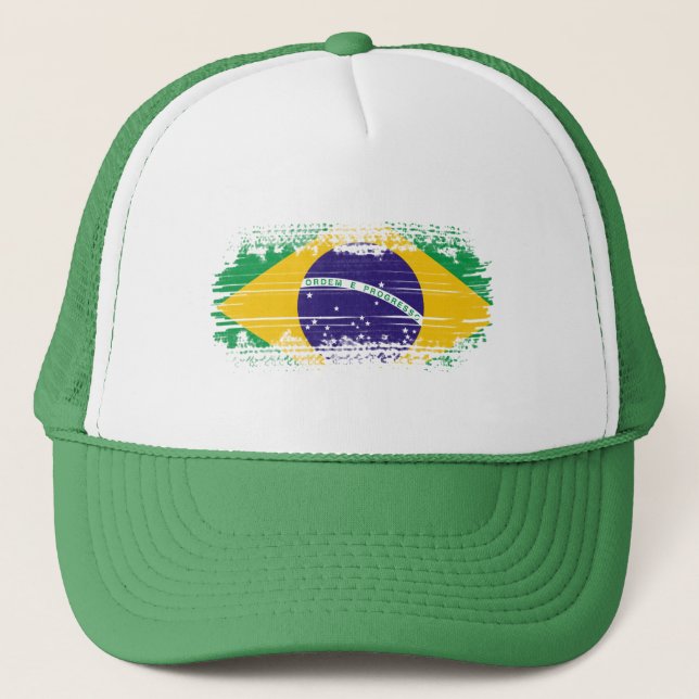 Brasilianische Flagge Truckerkappe (Vorderseite)