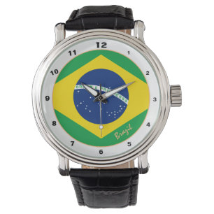 Brasilianische Flagge und brasilianische trendige  Armbanduhr