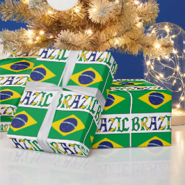 Brasilianische Flagge und brasilianisches Geplänke Geschenkpapier