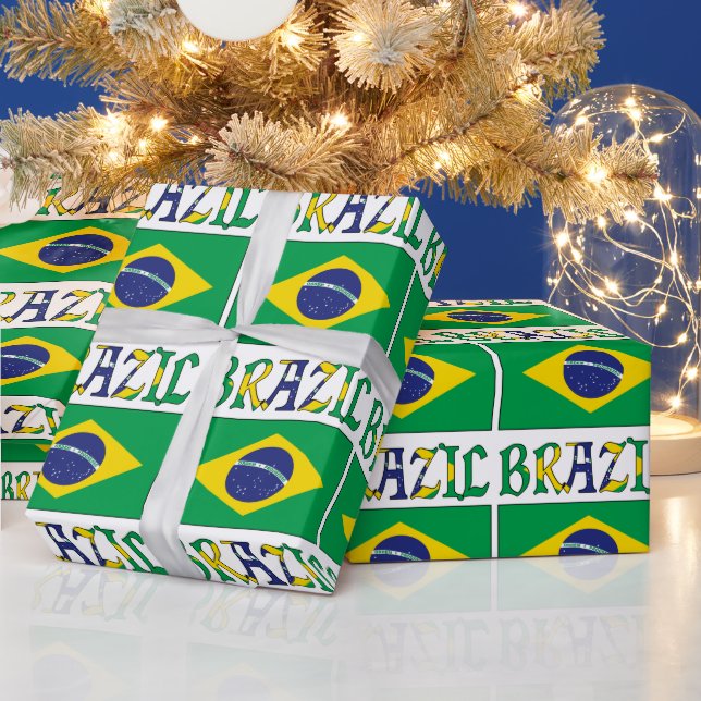 Brasilianische Flagge und brasilianisches Geplänke Geschenkpapier (Feiertage)