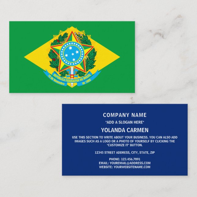 Brasilianische Flagge und Wappen, Flagge Visitenkarte (Vorne/Hinten)