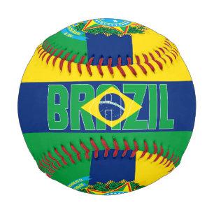Brasilianische Flagge und Wappen Patriotisch Baseball