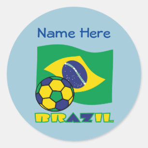 Brasilianische Flaggen-Fußball-Ball Blue Personali Runder Aufkleber