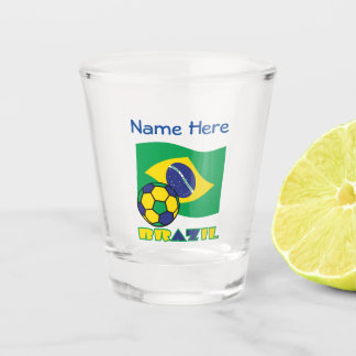 Brasilianische Flaggen-Fußball-Ball Blue Personali Schnapsglas
