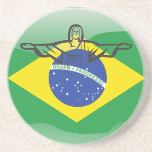 Brasilianische glänzende Flagge Sandstein Untersetzer