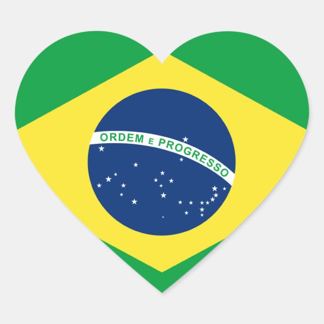brasilianische Herzflagge Herz-Aufkleber (Vorderseite)