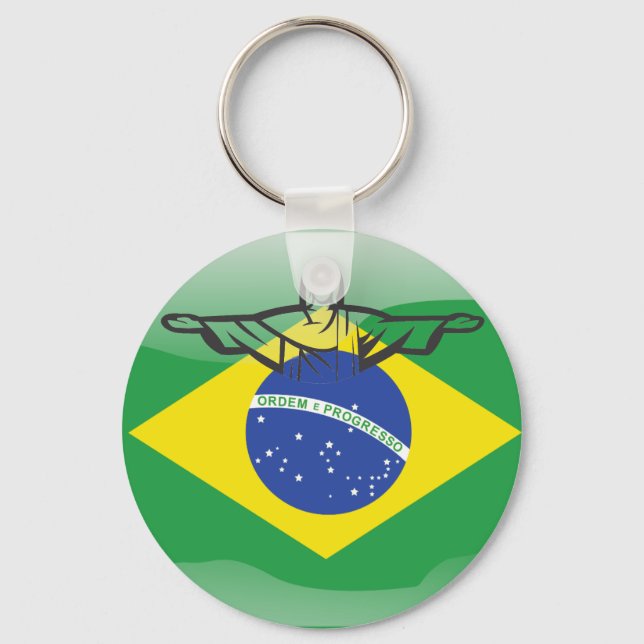 Brasilianische Hochglanzflagge Schlüsselanhänger (Vorderseite)