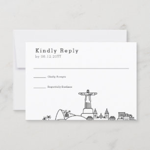 Brasilianische Hochzeit   Stilisierte Skyline RSVP Karte