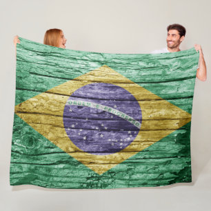 Brasilianische Holzflagge Fleecedecke