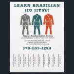 Brasilianische Jiu Jitsu BJJ-Lehren reißen sich ab Flyer<br><div class="desc">Werben Sie für Ihre brasilianische Jiu Jitsu Schule oder Privatunterricht mit diesen leicht anpassbaren Flyern. Sie zeigen eine graue, aquamarine blau und orange Abbildung eines BJJ-Gi, mit Platz für grundlegende Details und einer Telefonnummer für Ihr Unternehmen, die unten Stilstreifen abreißen lässt, was sie ideal zum Aufhängen in Kaffeehäusern und auf...</div>