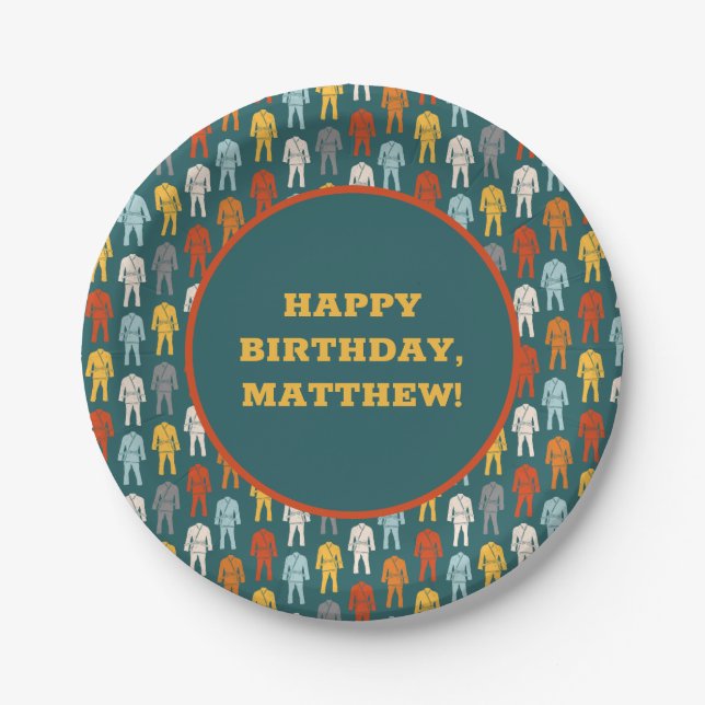 Brasilianische Jiu Jitsu BJJ Themed Birthday Party Pappteller (Vorderseite)
