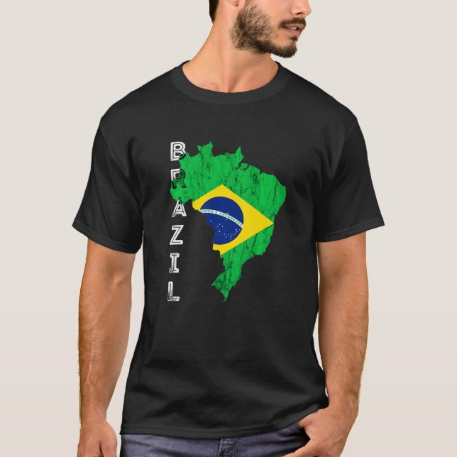 Brasilianische Karte Brasilianische Flagge Brasili T-Shirt (Vorderseite)