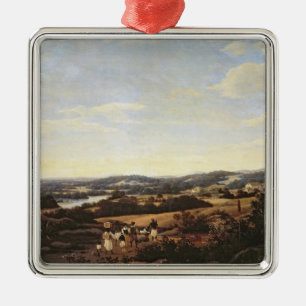 Brasilianische Landschaft mit einer Plantage Silbernes Ornament