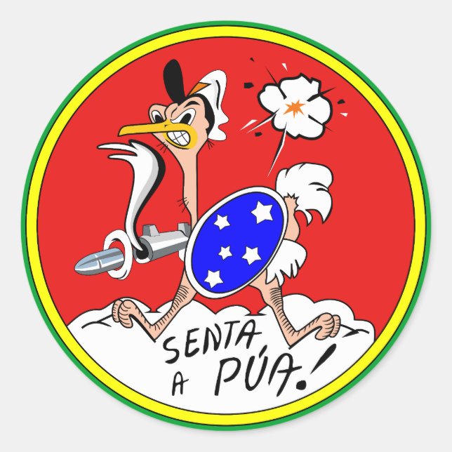 Brasilianische Luftwaffe P-47 Nose Art "Senta a Pú Runder Aufkleber (Vorderseite)