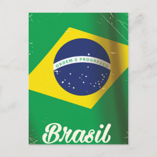 Brasilianische Nationalflagge Vintage-Reiseposter Postkarte