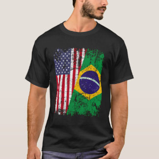 Brasilianische Roots Halb-Amerikanische Flagge Bra T-Shirt