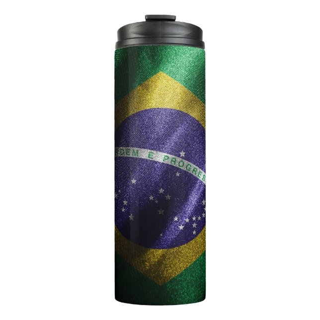 Brasilianische Seidenflagge Thermosbecher (Vorderseite)