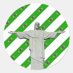 Brasilianische Streifen-Flagge Runder Aufkleber
