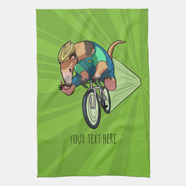 Brasilianischer Baum Anteater Reiten Ein Fahrrad C Geschirrtuch (Vertikal)