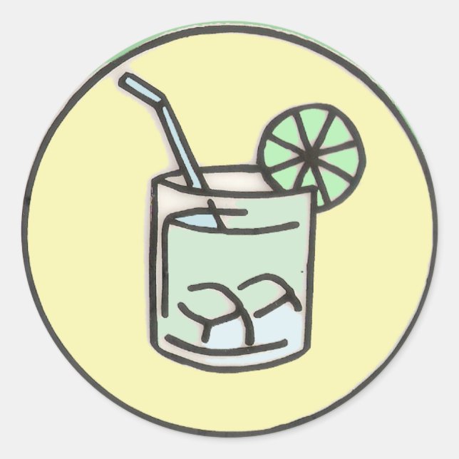brasilianischer Caipirinha-Cocktail Runder Aufkleber (Vorderseite)