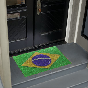 Brasilianischer Flaggen-Glitzer Reisen Brasilien B Fußmatte